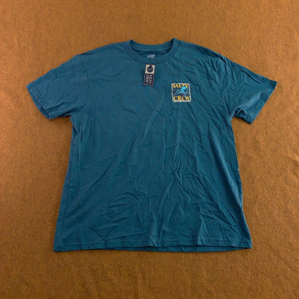 Salty Crew Mens Large Hydro Blue Ink Slinger Octopus Graphic T-Shirt NWT